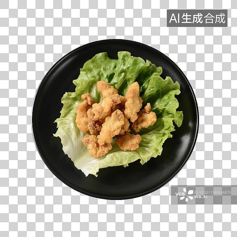 【AI数字艺术】小酥肉，炸里脊肉，四川菜，盘子里的小酥肉特写图片素材