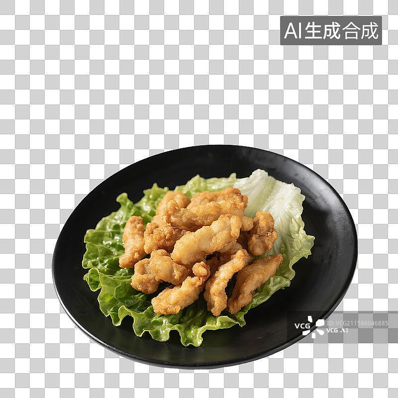 【AI数字艺术】小酥肉，炸里脊肉，四川菜，盘子里的小酥肉特写图片素材
