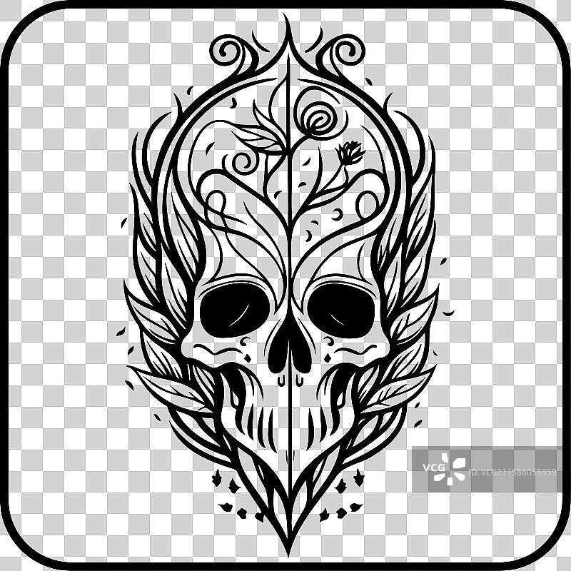 涂鸦素描艺术新潮骷髅手图标边框图片素材