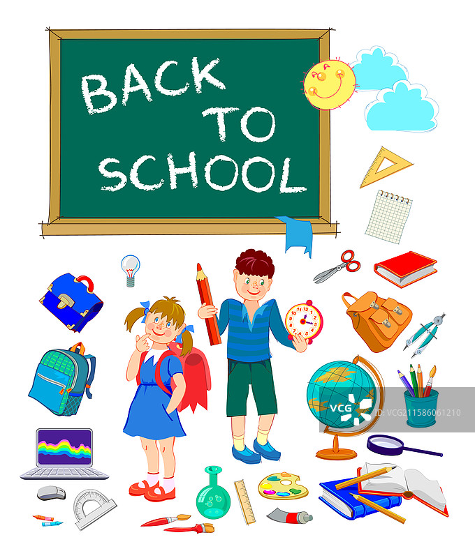 快乐的返校文具套装图片素材