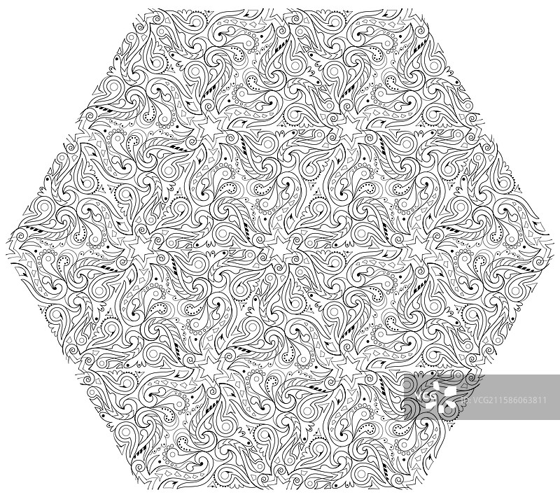 黑白曼陀罗装饰图案供着色使用图片素材