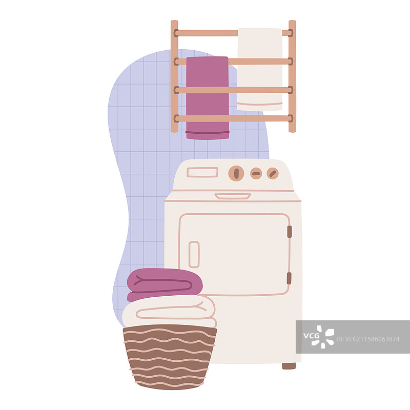 带洗衣机的浴室，完美适合图片素材