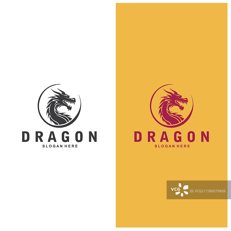 简单的龙头轮廓标志设计图片素材