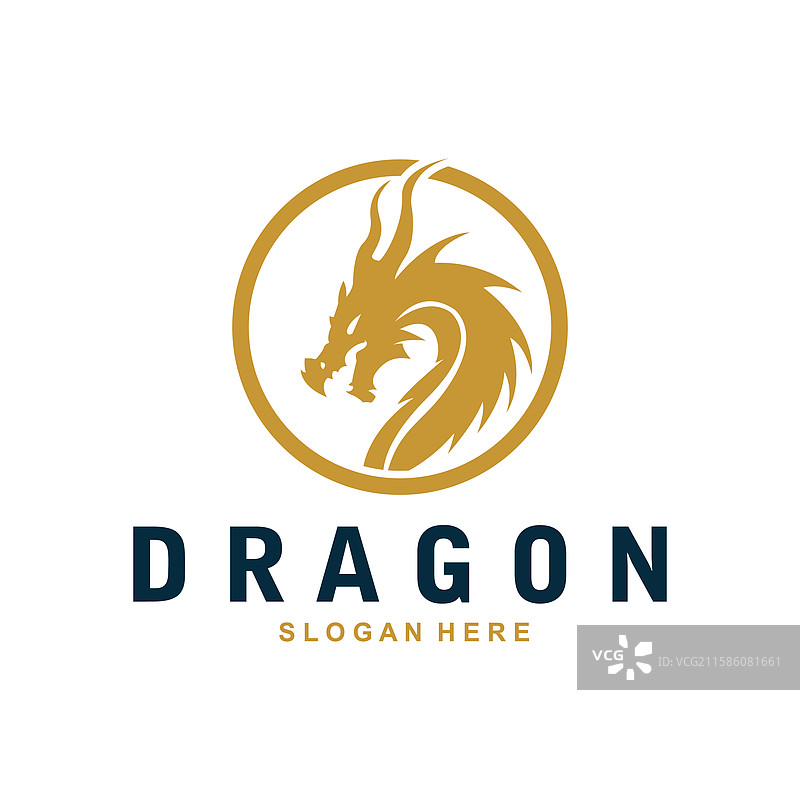 简单的龙头轮廓标志设计图片素材