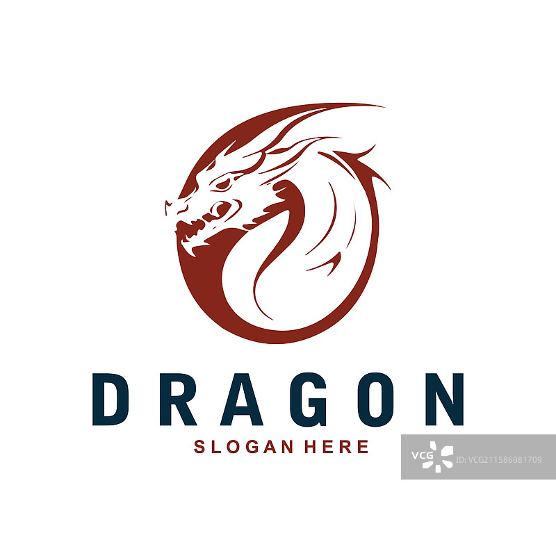 简单的龙头轮廓标志设计图片素材