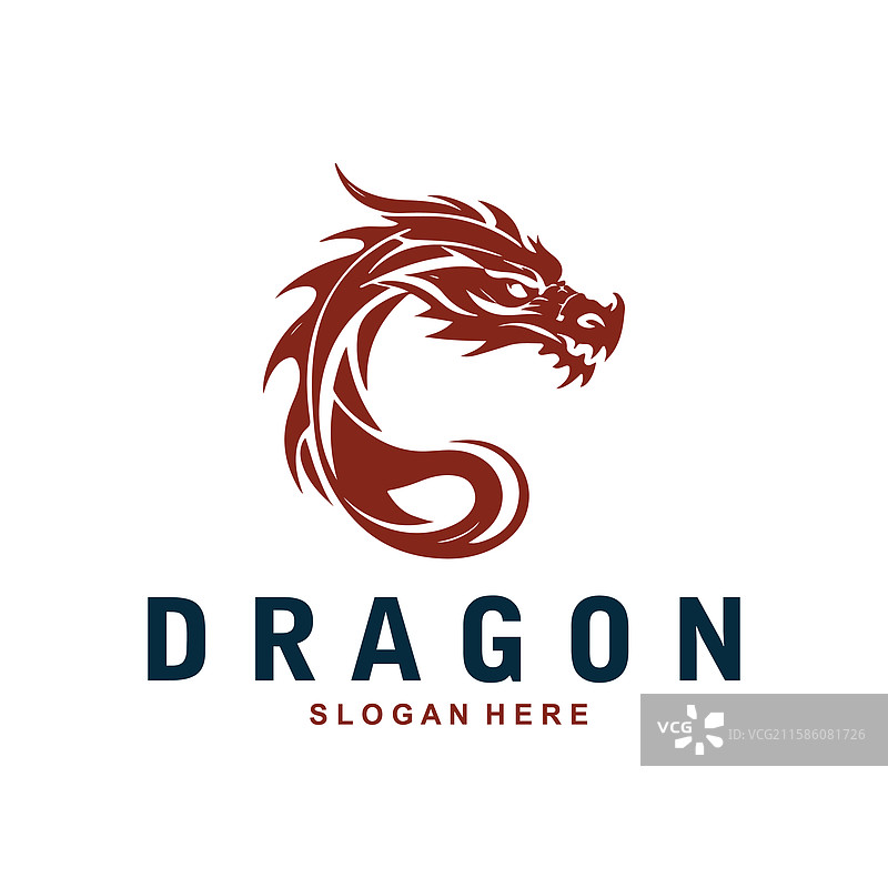 简单的龙头轮廓标志设计图片素材
