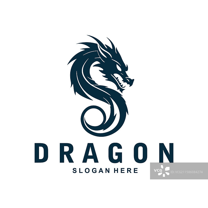 简单的龙头轮廓标志设计图片素材