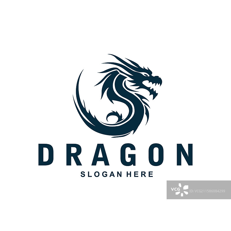 简单的龙头剪影logo设计图片素材