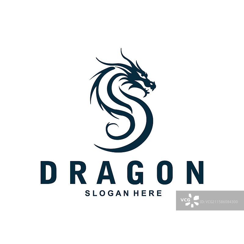 简单的龙头剪影logo设计图片素材