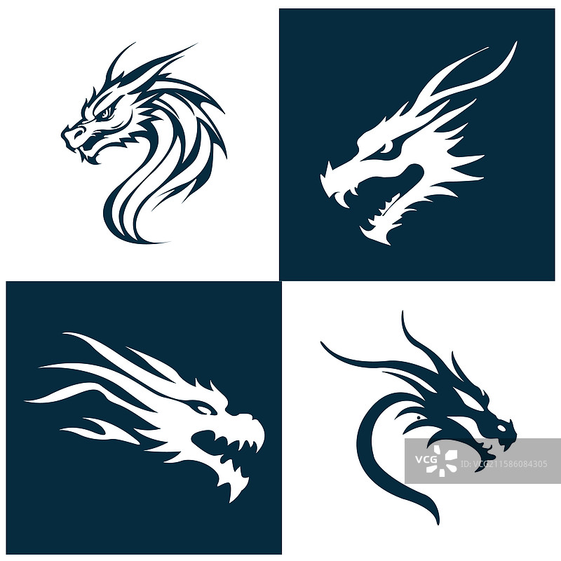 简单的龙头轮廓标志设计图片素材