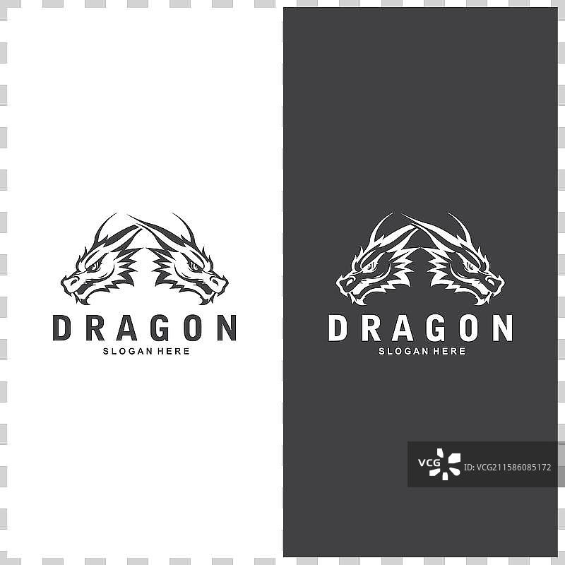 简单的龙头轮廓标志设计图片素材