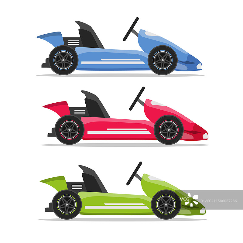 白色背景上的卡丁车集合图片素材