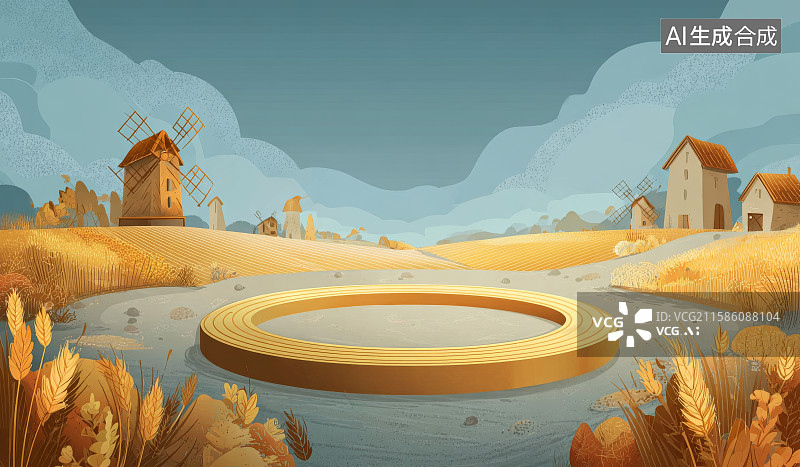 【AI数字艺术】童话风格电商展台背景图图片素材