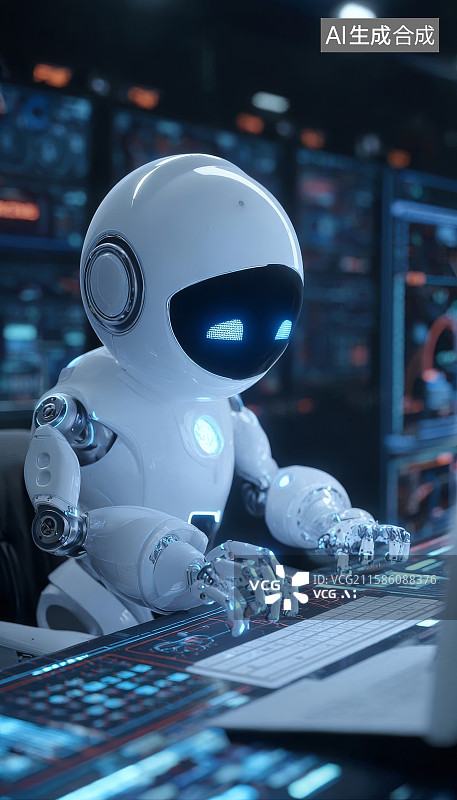 【AI数字艺术】智能机器人应用场景插画图片素材