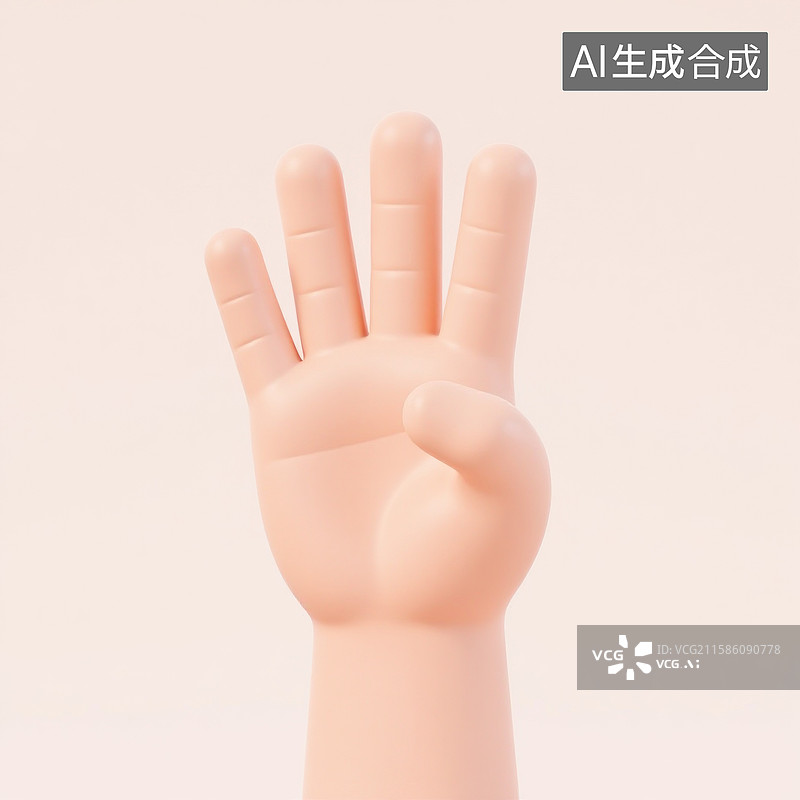 【AI数字艺术】卡通风格3D渲染的手掌图片素材