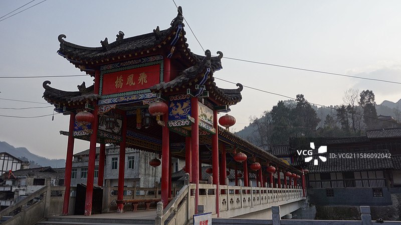 陕西省汉中市宁强县青木川镇青木川古镇：飞凤桥图片素材