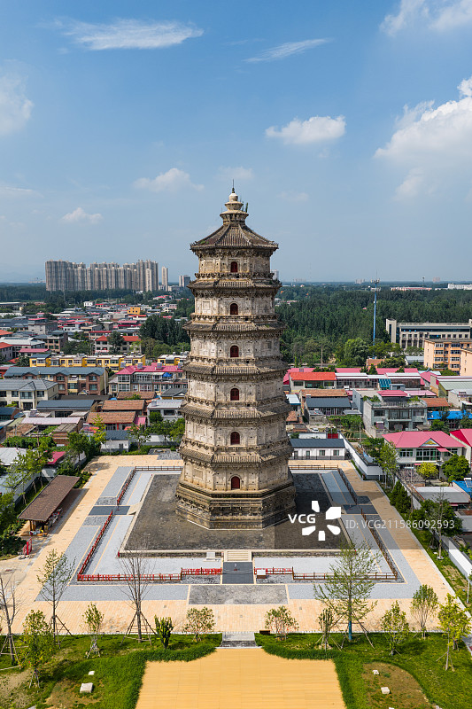 航拍河北涿州双塔图片素材