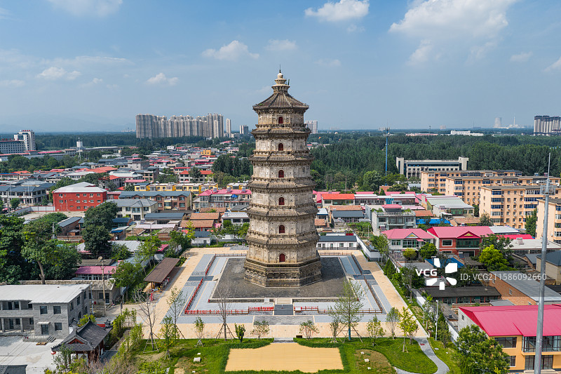航拍河北涿州双塔图片素材