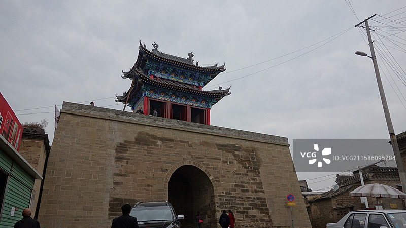 陕西省陕北榆林市米脂县米脂老街米脂老城米脂古城北门北城门图片素材