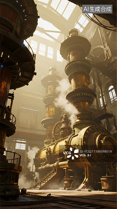【AI数字艺术】机械之心：蒸汽时代图片素材