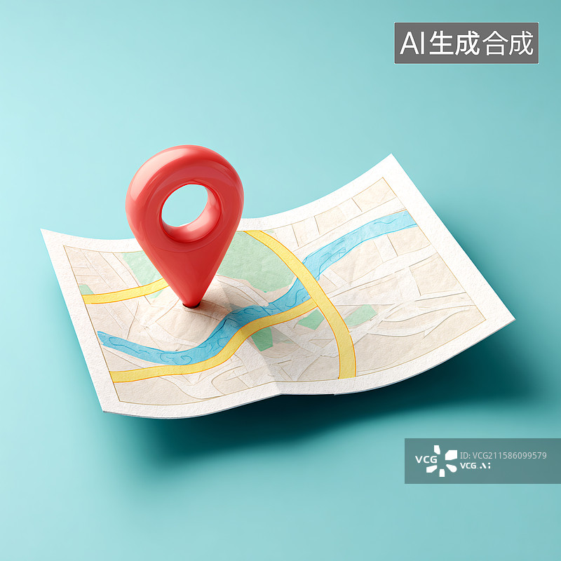 【AI数字艺术】地图上的定位标记图片素材