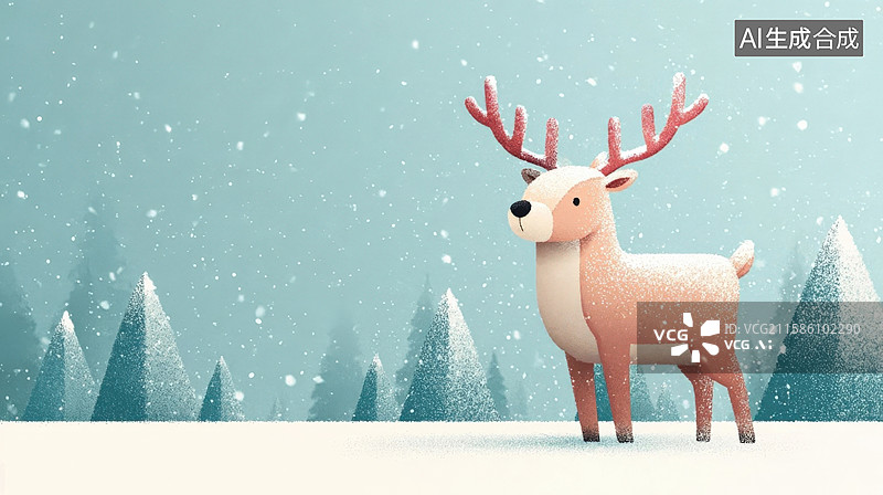 【AI数字艺术】冬季仙境鹿图片素材