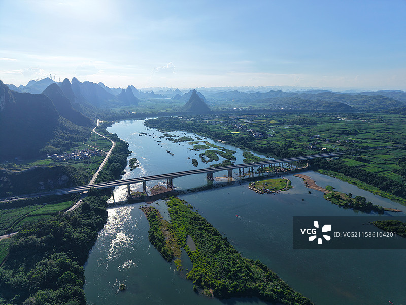 广西柳城融江航拍喀斯特地貌河流山水图片素材