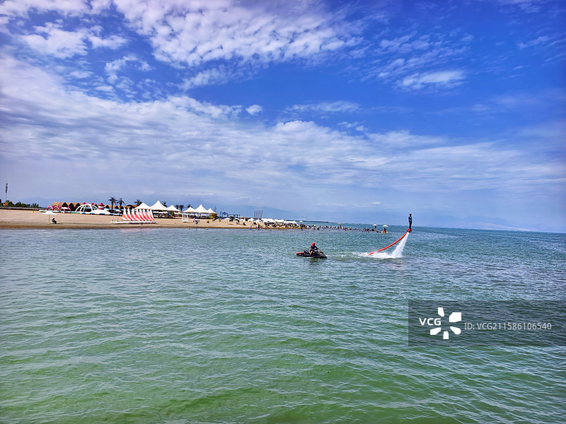 新疆巴音郭楞博湖县博斯腾湖大河口景区夏天风光图片素材