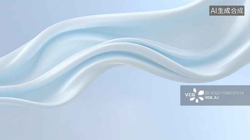 【AI数字艺术】飞扬的蓝色绸缎图片素材