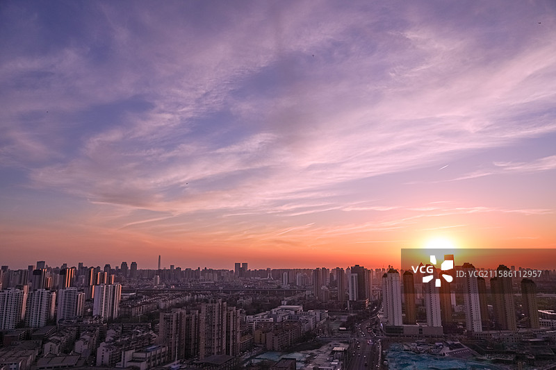 天津日落天际线图片素材