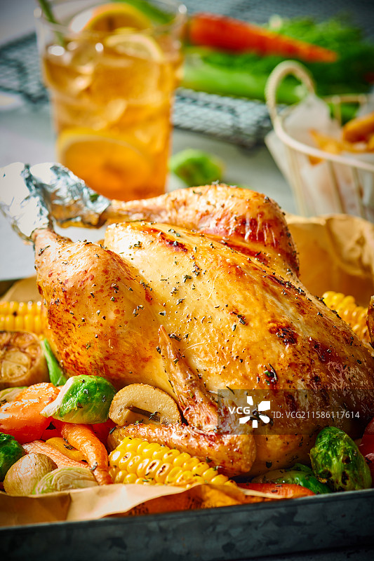 美式烤全配烤蔬菜图片素材