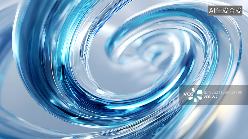【AI数字艺术】蓝色液体旋转的抽象艺术图片素材