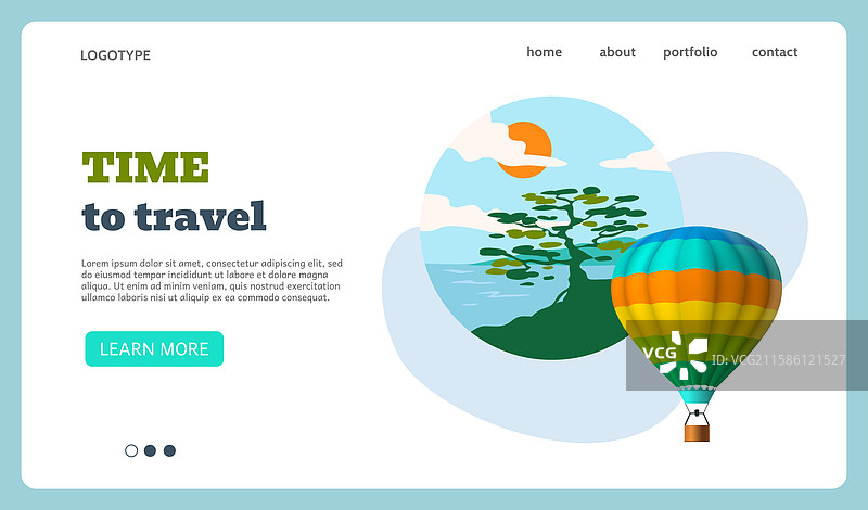 热气球旅行时间着陆页面图片素材