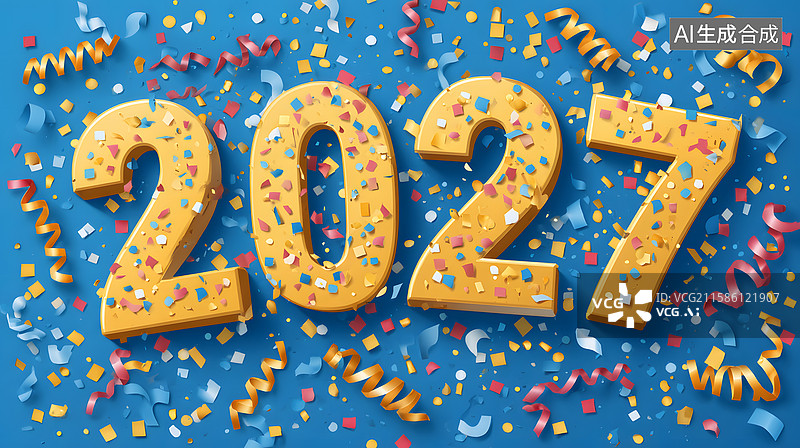 【AI数字艺术】2027年庆祝背景图片素材
