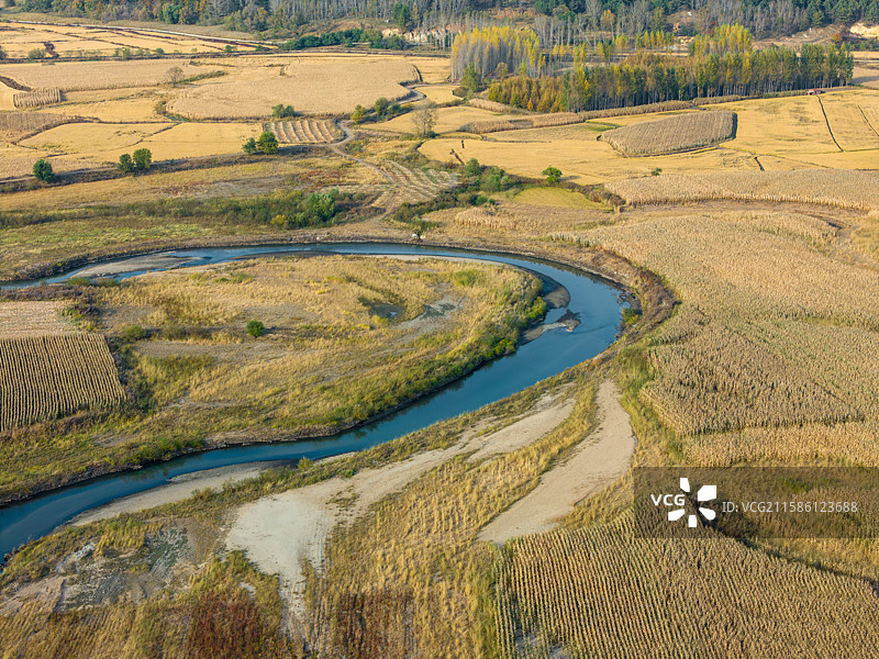 黑龙江佳木斯桦南县共和湖风景区河流与农田图片素材