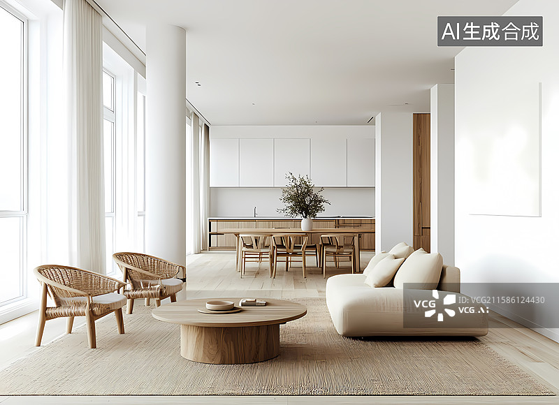 【AI数字艺术】极简主义的现代家居空间图片素材