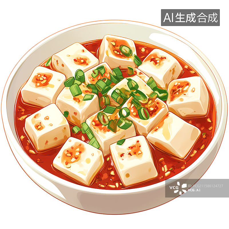 【AI数字艺术】麻婆豆腐插画图片素材