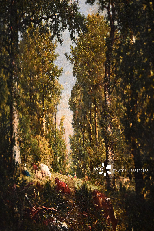 《利勒亚当森林中的大道》，泰奥多尔·卢梭，1849年，布面油画，巴黎奥赛博物馆的艺术瑰宝，浦东美术馆图片素材