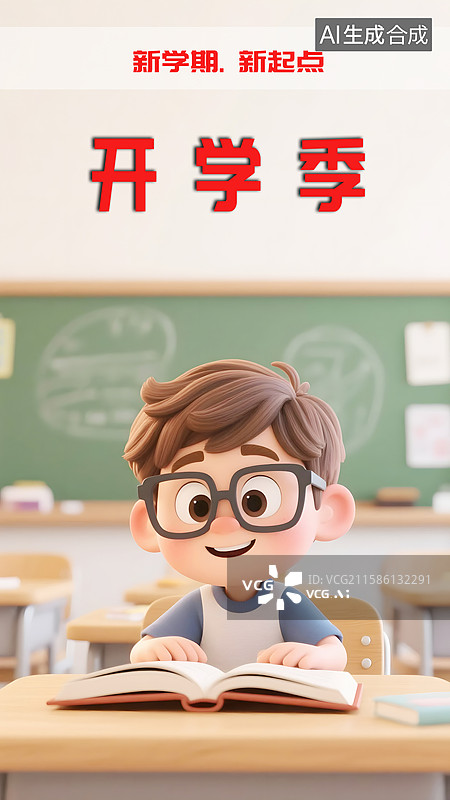 【AI数字艺术】AIGC：新学期开学季 读书教育海报设计背景图片素材