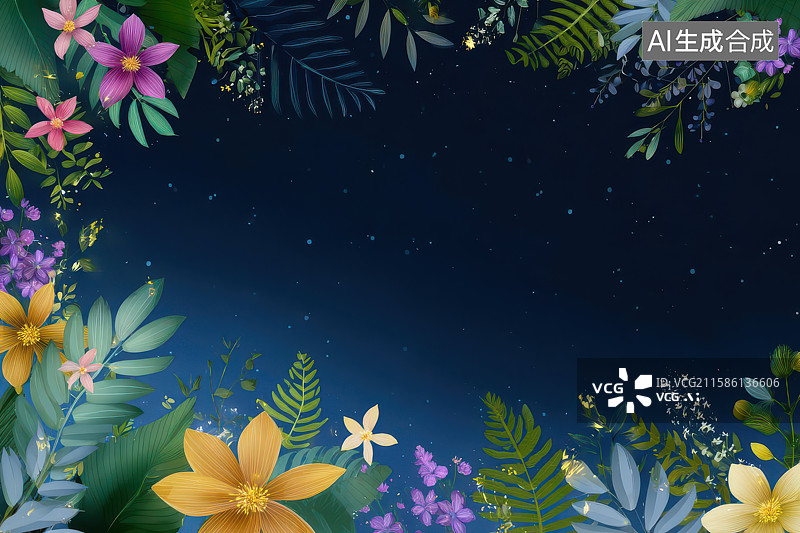 【AI数字艺术】多彩百合花束梦幻背景图图片素材