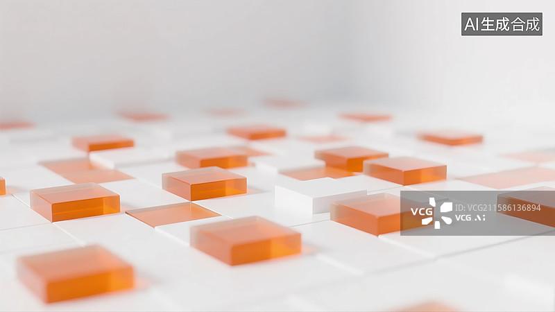 【AI数字艺术】橙透方块科技阵列图片素材