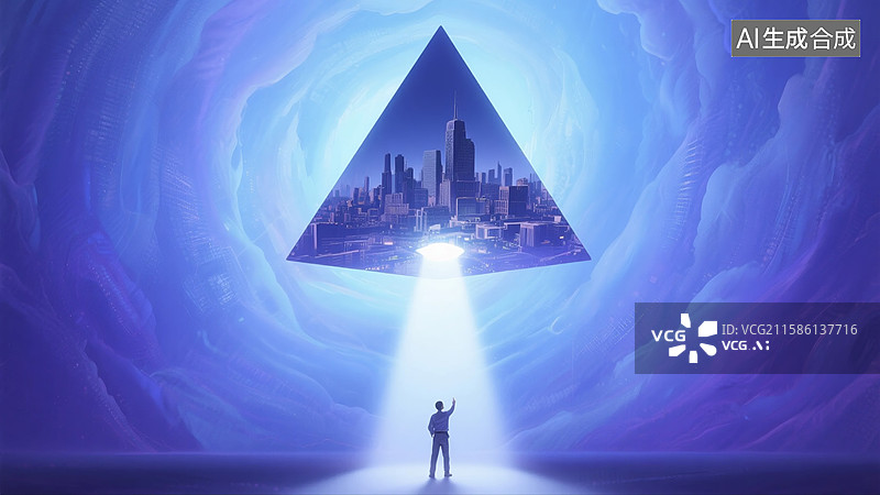 【AI数字艺术】光锥城市愿景图片素材