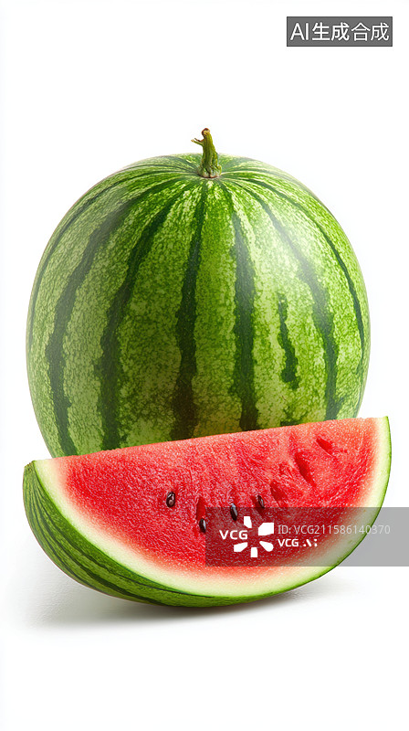 【AI数字艺术】新鲜西瓜与切片展示图片素材