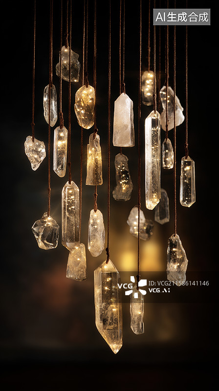 【AI数字艺术】悬挂水晶灯饰，散发温暖光芒图片素材