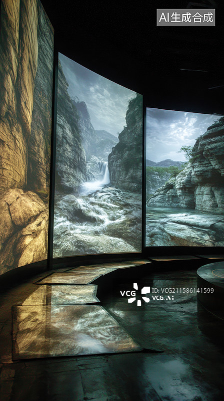 【AI数字艺术】沉浸式自然景观投影展示图片素材