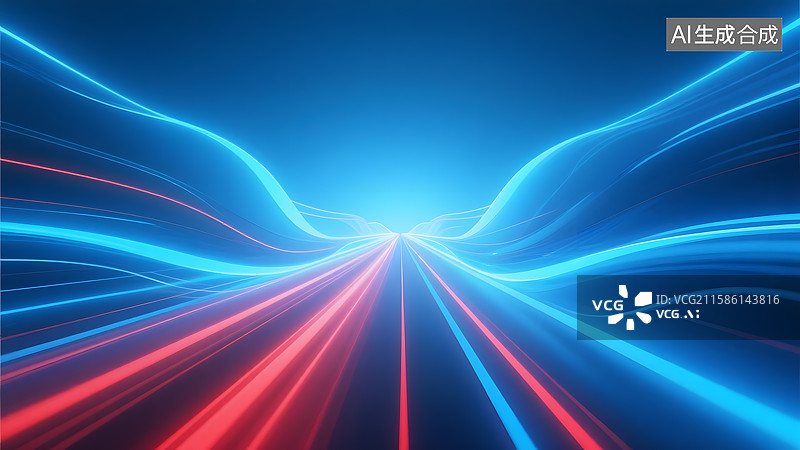 【AI数字艺术】高端会议活动主题视觉背景时光穿梭科技未来感光带线条图片素材