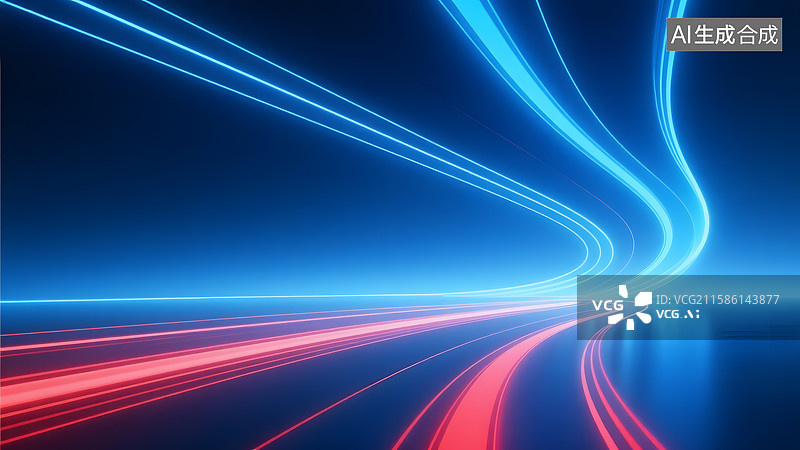 【AI数字艺术】高端会议活动主题视觉背景时光穿梭科技未来感光带线条图片素材