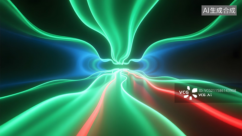 【AI数字艺术】高端会议活动主题视觉背景时光穿梭科技未来感光带线条图片素材