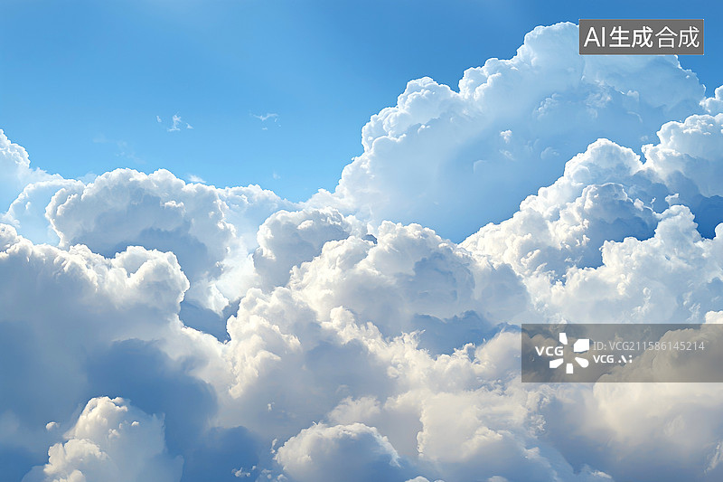 【AI数字艺术】天空白云云朵低角度视图图片素材