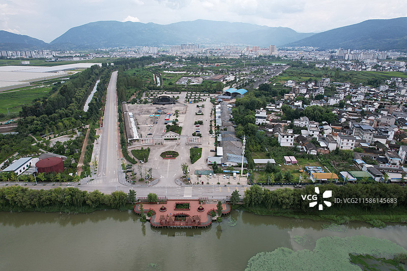 航拍洱源大理地热国景区风景图片素材